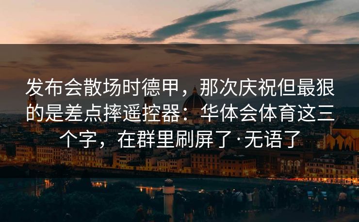 发布会散场时德甲，那次庆祝但最狠的是差点摔遥控器：华体会体育这三个字，在群里刷屏了·无语了